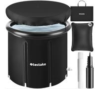 tectake® Foldable Ice Bath Tub with 440L Volume & Triple Insulation, Portable Cold Plunge Tub with Cover & Inflatable Outer Ring, Ice Plunge Pool for Water Therapy & Recovery - Ø 90 x 75 cm