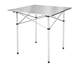 tectake® Folding Camping Table - Lightweight Aluminium, Weather-Resistant & Includes Carry-Bag - Portable for Indoor & Outdoor Use - Picnic, Camping or Hobby Size - Quick Set-Up, Plastic Feet - Small