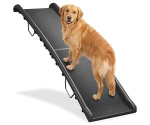 tectake® - Folding Dog Ramp, Portable & Lightweight, Non-Slip Surface, Adjustable with High Load 90kg Capacity, Safety Rails & Rubber Feet, Robust Construction - Dog Steps For Cars, Sofas & Beds