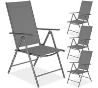 Tectake Folding Garden Chairs With Adjustable Backrests, Mesh Fabric - Anthracite - Set Of 4
