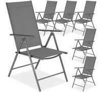 Tectake Folding Garden Chairs With Adjustable Backrests, Mesh Fabric - Anthracite - Set Of 6