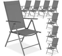 Tectake Folding Garden Chairs With Adjustable Backrests, Mesh Fabric - Anthracite - Set Of 8