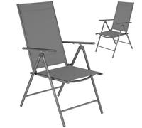 tectake Folding garden chairs with adjustable backrests, mesh fabric in Dark Grey | Size: 2 Seater TECTAKE Dark Grey 2 Seater