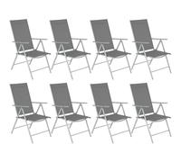 tectake Folding garden chairs with adjustable backrests, mesh fabric in Silver | Size: 2 Seater TECTAKE Silver 2 Seater