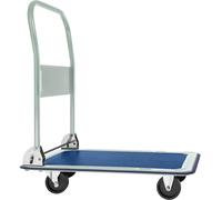 tectake® Platform Trolley with 150 kg Load Capacity, Foldable Handle, Robust Steel, Non-Slip Pad & 4 Wheels, 2 Swivel & 2 Block Castors, Folding Trolley on Wheels for Moving, Warehouse, Office, Garden