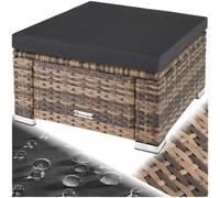 Tectake Footstool Bitonto - Durable, Uv-Resistant Polyrattan Chair, 53 X 53 X 26 Cm - Nature - 1