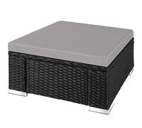Tectake Footstool Bitonto - Durable, Uv-Resistant Polyrattan Chair, 53 X 53 X 26 Cm - Black/grey - 1