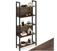 Tectake Free-Standing Presentation Shelf Westport With 5 Shelves - Industrial Wood Dark, Rustic