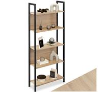Tectake Free-Standing Presentation Shelf Westport With 5 Shelves - Industrial Wood Light, Oak Sonoma