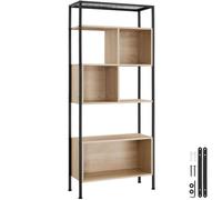 tectake Free Standing Shelf Hastings - With 5 Tiers & 3 Storage Compartments in Light Brown TECTAKE Light Brown