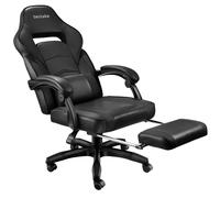 Tectake Gaming Chair Comodo - Ergonomic Shape, Footrest, Adjustable Backrest - Racing Office Chair, Gaming Office Chair, Office Chair - Black/Black, Black