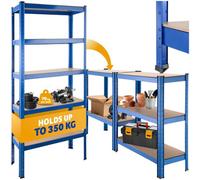 Tectake Garage Shelving - 5 Tier Unit, Heavy Duty Racking - 75,50 X 30,50 X 172 Cm - 350 Kg - Blue