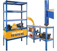 Tectake Garage Shelving - 5 Tier Unit, Heavy Duty Racking - 90,50 X 40,50 X 180,50 Cm - 875 Kg - Blue