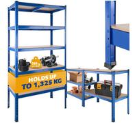 Tectake Garage Shelving - 5 Tier Unit, Heavy Duty Racking - 90,50 X 45,50 X 180,50 Cm - 1325 Kg - Blue