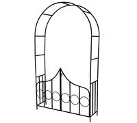 TecTake Garden Arch with Gate - Weather Resistant, Steel, Lightweight Trellis Rose Archway - Suitable for Roses & Climbing Plants - Outdoor Arbour Rustic Style