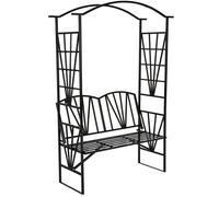 Garden Arch with Bench Weather-Proof Lightweight Outdoor Shade Plants Black New