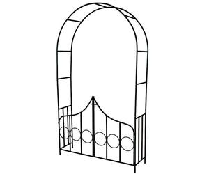 TecTake Garden Arch with Gate - Weather Resistant, Steel, Lightweight Trellis Rose Archway - Suitable for Roses & Climbing Plants - Outdoor Arbour Rustic Style