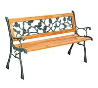 Tectake Garden Bench Marina - 2-Seater, Wood And Cast Iron, 124 X 52 X 74 Cm - Brown