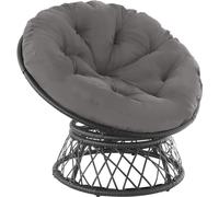 Tectake Garden Chair Gargano - Rotatable, Resilient Polyrattan, Comfortable Round Cushion, - Black - 1
