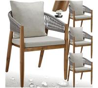 tectake Garden Chair Manacor in Beige | Size: 4 Person TECTAKE Beige 4 Person