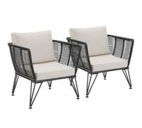 Tectake Garden Chair Sundo - Thick Seat Cushions, Removable Cushion Covers - Anthracite - Set Of 2