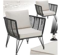Tectake Garden Chair Sundo - Thick Seat Cushions, Removable Cushion Covers - Anthracite - Set Of 2