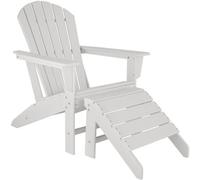 Tectake Garden Chair With Footstool In An Adirondack Design White, White