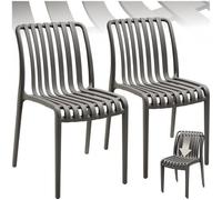 Tectake Garden Chairs Alcudia - Durable, Stackable And Weather-Resistant - Anthracite - Set Of 2