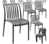 Tectake Garden Chairs Alcudia - Durable, Stackable And Weather-Resistant - Anthracite - Set Of 4