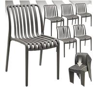 Tectake Garden Chairs Alcudia - Durable, Stackable And Weather-Resistant - Anthracite - Set Of 6