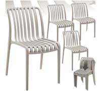 Tectake Garden Chairs Alcudia - Durable, Stackable And Weather-Resistant - Taupe - Set Of 4