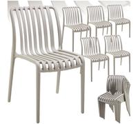 Tectake Garden Chairs Alcudia - Durable, Stackable And Weather-Resistant - Taupe - Set Of 6