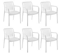 Tectake Garden Chairs Alcudia - Weather-Resistant, Durable And Long-Lasting Plastic - Cream - Set Of 6