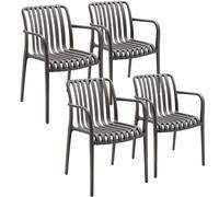 tectake Alcudia Set of 4 Anthracite Garden Chair - Size: 80.5 x 54.5 x 58cm - Grey - Wilko