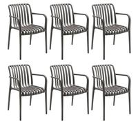 tectake Alcudia Set of 6 Anthracite Garden Chair - Size: 80.5 x 54.5 x 58cm - Grey - Wilko