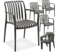 tectake Alcudia Set of 4 Anthracite Garden Chair - Size: 80.5 x 54.5 x 58cm - Grey - Wilko