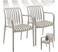 Tectake Garden Chairs Alcudia - Weather-Resistant, Durable And Long-Lasting Plastic - Taupe - Set Of 2