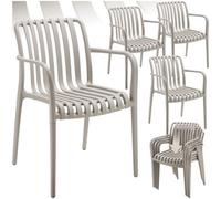 Tectake Garden Chairs Alcudia - Weather-Resistant, Durable And Long-Lasting Plastic - Taupe - Set Of 4