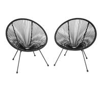 tectake Garden Chairs Set Of 2 Santana in Black | Size: 2 Seater TECTAKE Black 2 Seater