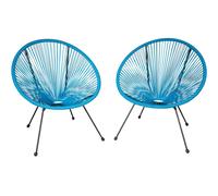 tectake Garden Chairs Set Of 2 Santana in Blue | Size: 2 Seater TECTAKE Blue 2 Seater