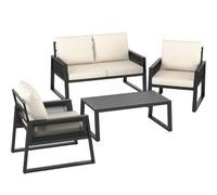 Garden Furniture Sets Outdoor Dining Metal Sofa Chairs Table Black Cushions