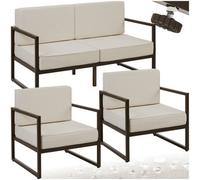Tectake Garden Furniture Comosa - For 4 People, Xxl Padding, 1 Sofa, 2 Armchairs - Brown/beige