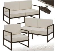 Tectake Garden Furniture Comosa - For 5 People, Xxl Padding, 2 Sofas, 1 Armchair - Brown/beige - 1
