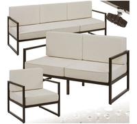 Tectake Garden Furniture Comosa - For 6 People, Xxl Padding, 2 Sofas, 1 Armchair - Brown/beige - 1