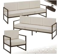 Tectake Garden Furniture Comosa - For 7 People, Xxl Padding, 2 Sofas, 1 Armchair - Brown/beige - 1