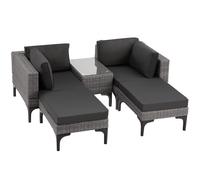 Rattan Garden Lounge Set 2 Outdoor Chairs 2 Stools Side Table
