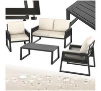 Tectake Garden Furniture Set Capri In A Corded Design And Aluminium Frame Set 1 (1 X Sofa / 1 X Table / 2 X Armchairs) - Anthracite