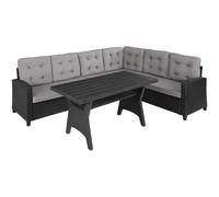 Tectake Garden Furniture Set Catania - For 6 People, Weather-Resistant, Thick Cushions - Black
