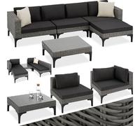 Tectake Garden Furniture Set Konstanza - Modular Outdoor Sofa, Footstool, Coffee Table - Grey