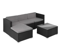 Tectake Rattan Garden Furniture Lignano Set, Black